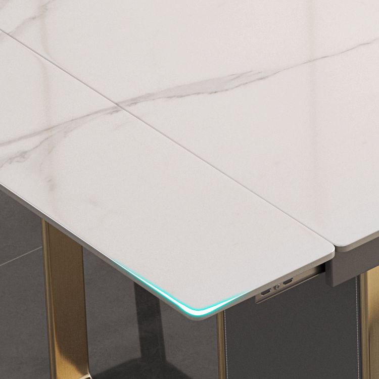 Rectangular Modern Sintered Stone Dining Room Set Dining Furniture Set with Metallic Base