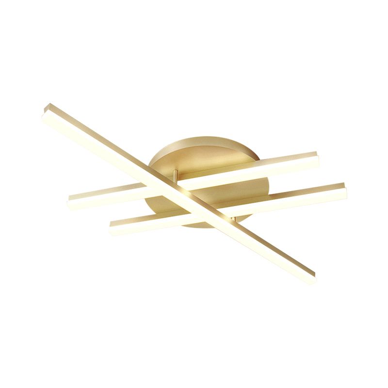 Linear Flush Mount Ceiling Light Minimal Acrylic LED Gold Lighting Fixture in Warm/White Light for Bedroom
