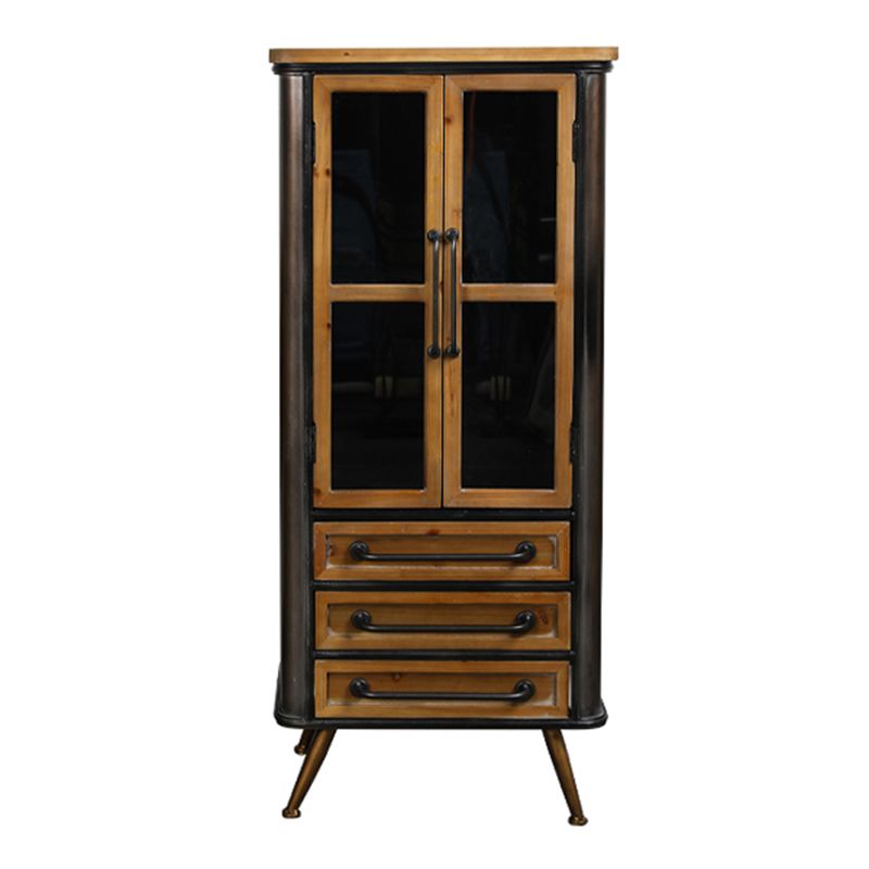Traditional Solid Wood Display Cabinet in Brown for Dining Room
