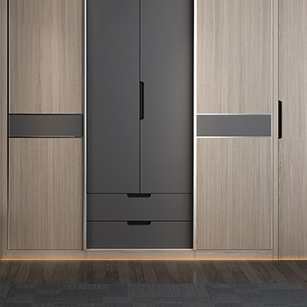 Sliding Contemporary Wardrobe Armoire Wooden Storage Cabinet with Shelves