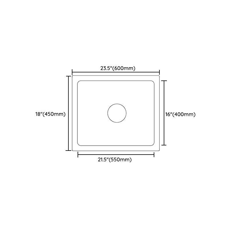Quartz Kitchen Sink Contemporary Rectangular Shape Kitchen Sink with 1-Bowl