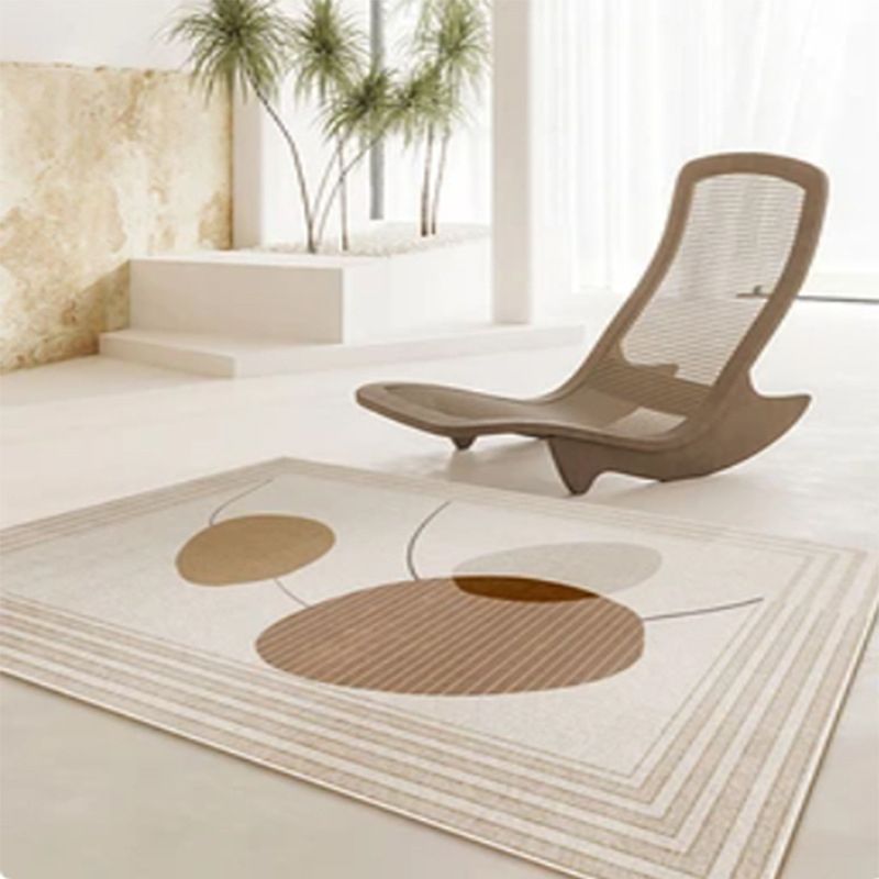 Funky Artistic Area Rug Apricot Stripe Print Carpet Polyster Stain Resistant Rug for Living Room