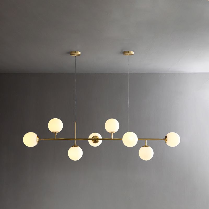 Modern Copper Island Lights Multi-Head Restaurant Hanging Pendant Lamps with Glass Shade