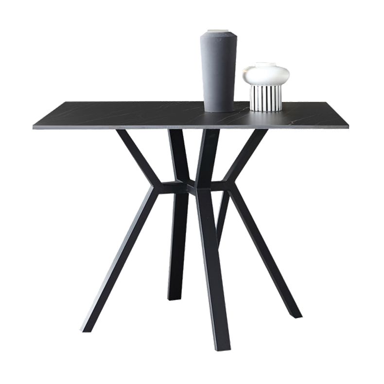 Vierkante industriële eettafel Zwarte vaste tafel met gesinterde steen