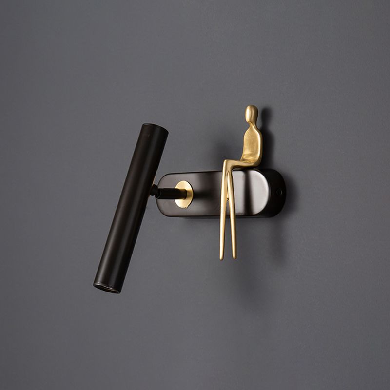 Nordic Style Copper Wall Light Cylinder Shape Wall Lamp for Bedroom (Included Doll)