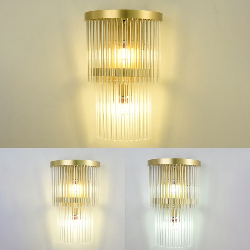 2-Light Geometric Sconce Light Fixture Modern Crystal Wall Light