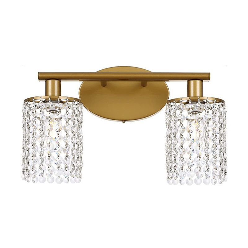 Modern Style Cylinder Vanity Lighting Fixtures Crystal Multi Lights Vanity Wall Sconce