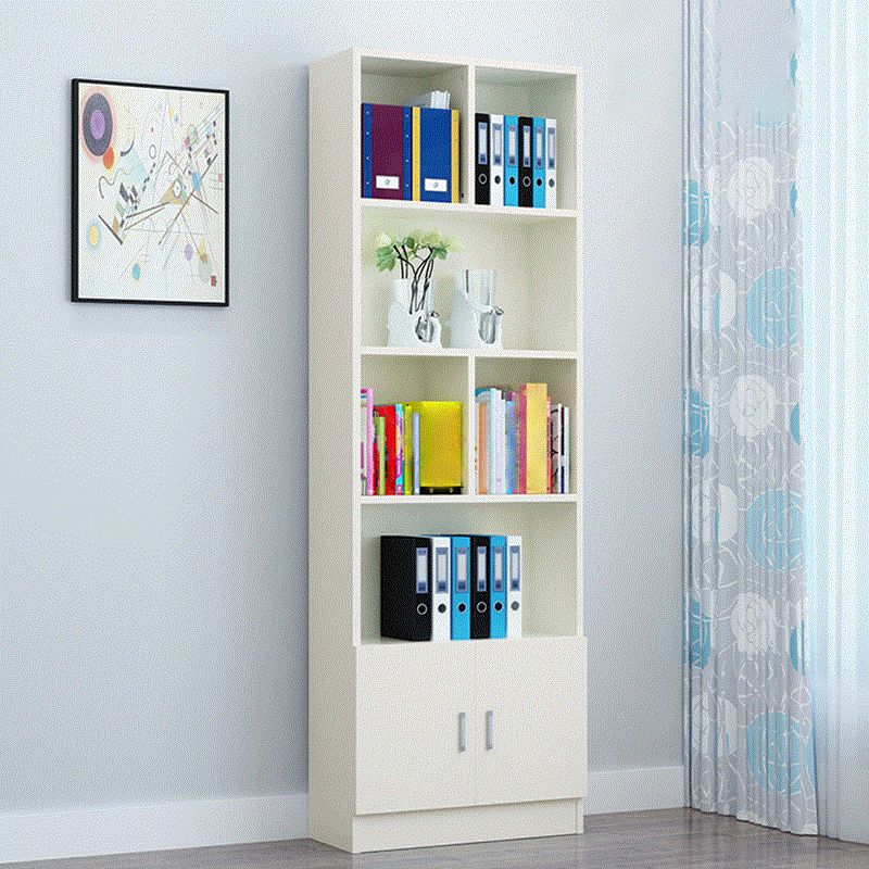 Closed Back Wooden Bookshelf Modern Home Living Room Standard Bookcase with Door