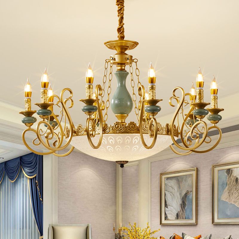 Traditional Style Suspension Pendant Light with Candle Metal Multi Light Pendant