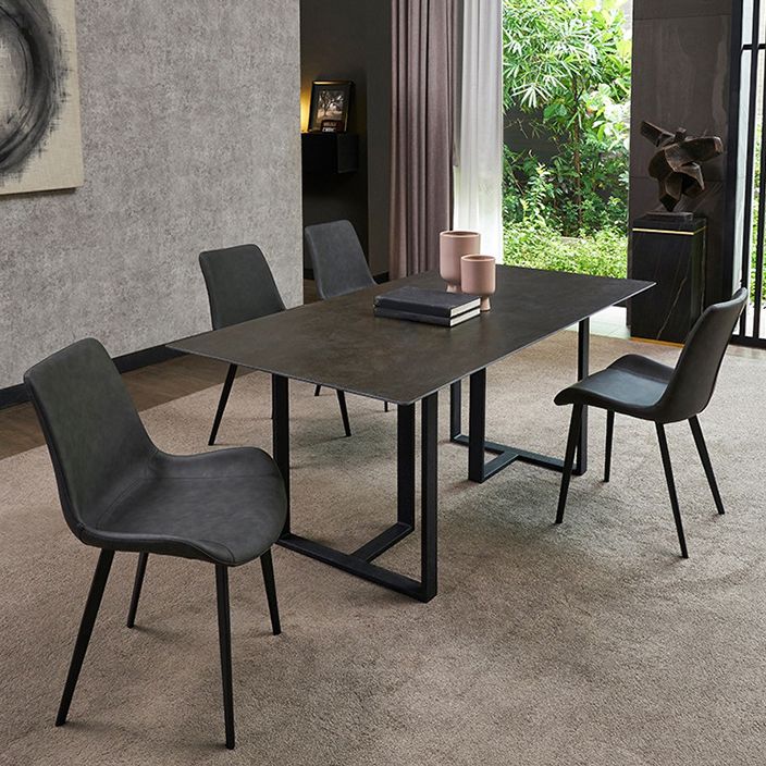 Industrial Rectangle Table Sintered Stone Table with Metal Legs for Home