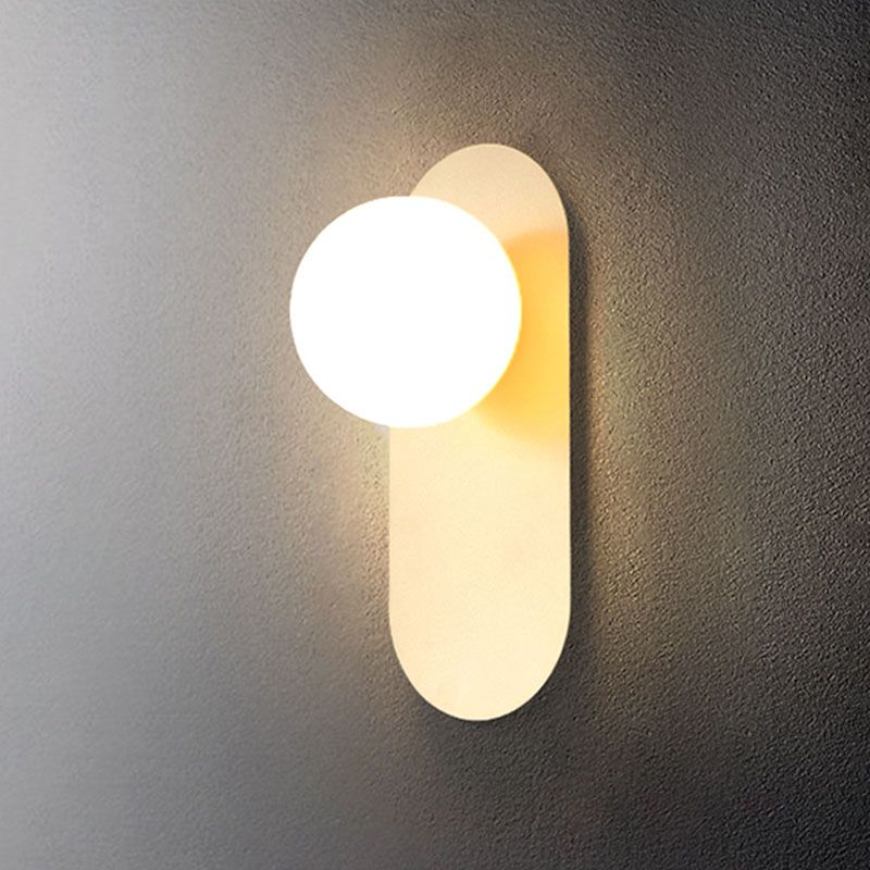 Glass Round Sconce Light Fixture Minimalist-Style Wall Mounted Light Fixture for Bedroom