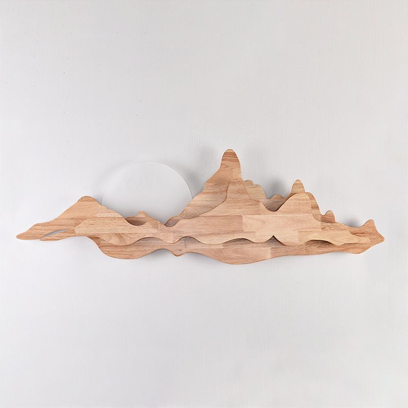 Cloud Shape Wooden Wall Sconce 1 Light Wall Mount Lamp with Acrylic Shade for Living Room