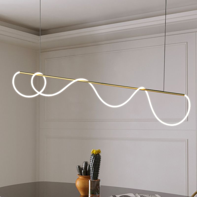 Modern Style Linear Shape Island Light Metal 1 Light Island Lighting Idea in Gold