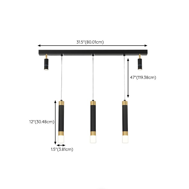 Metal Linear Hanging Lamps Simplicity Pendant Light Fixture in Black