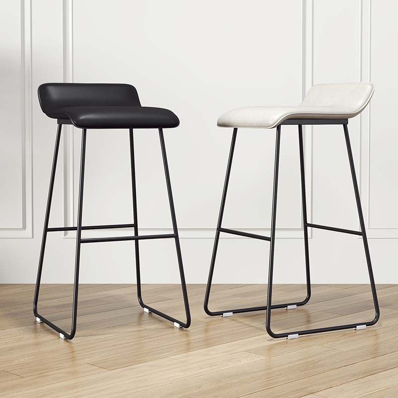 Modern Style Metal Bar Stool Leather Low Back Counter Stool for Restaurant