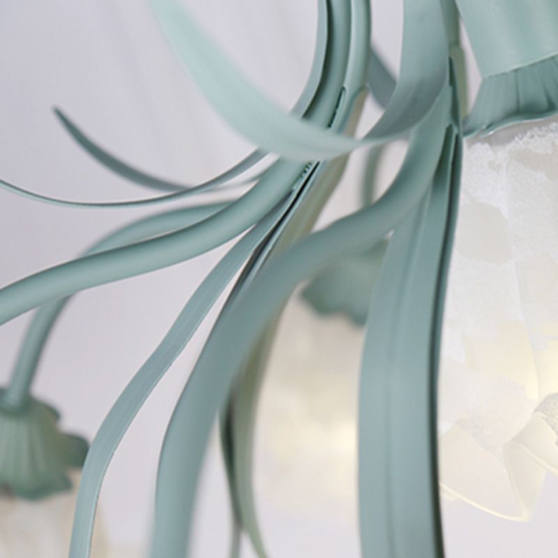 Estilo moderno de 9 luces Luces colgantes de lámparas Flower Glass Pendse Lighting