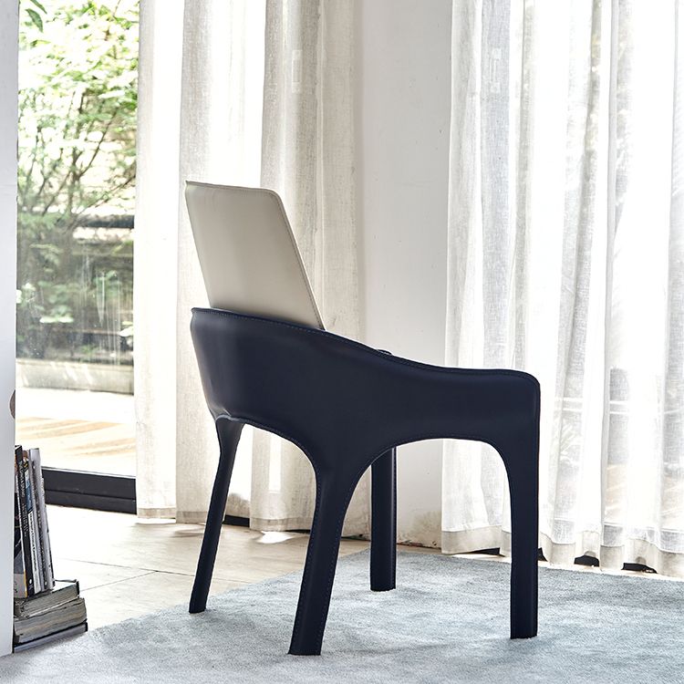 Modern Style Dining Armchairs Upholstered Solid Back Arm Chairs with Metal Legs