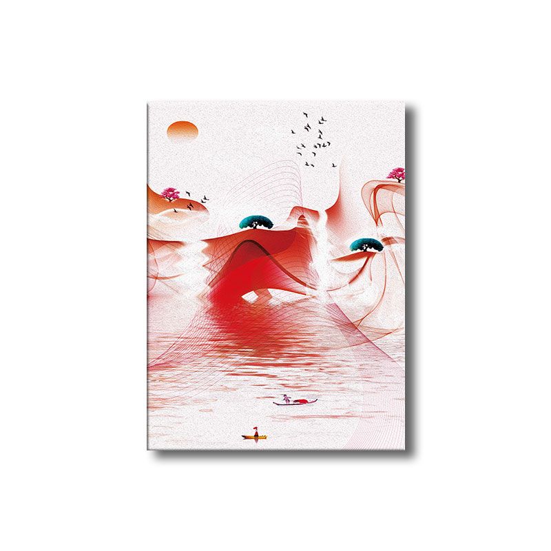 Natural Flying Birds Wall Art Contemporary Textured Canvas Prints in Light Color