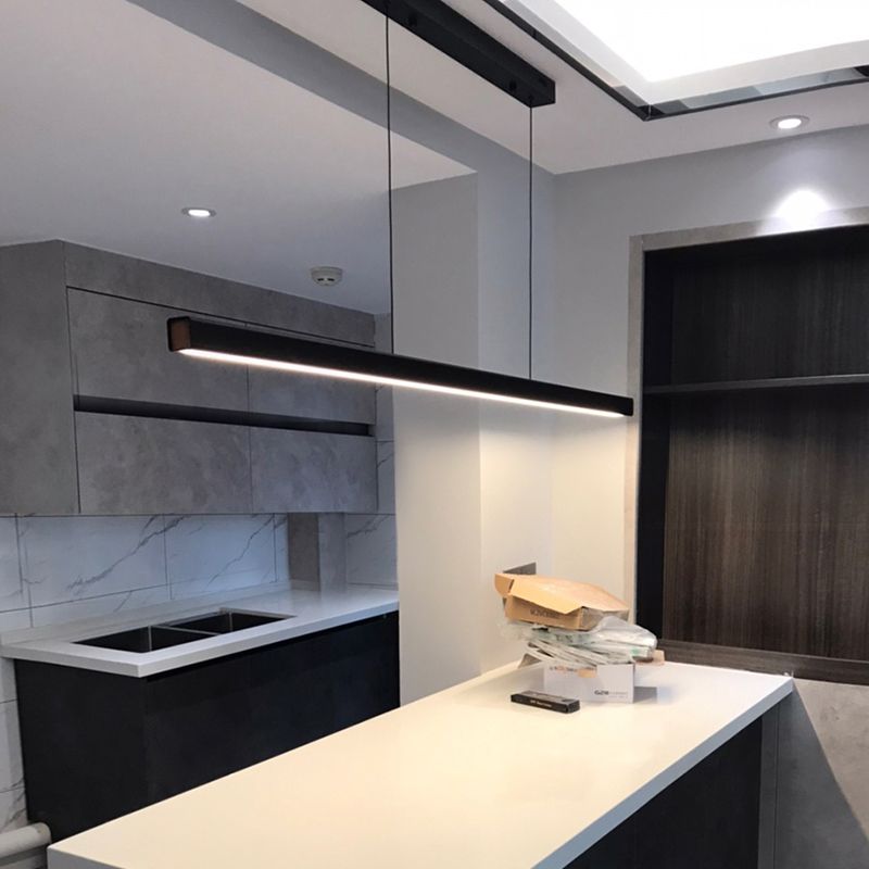 Modern Rectangle Island Chandelier 1-Light Restaurant Pendant Lighting with Acrylic Shade