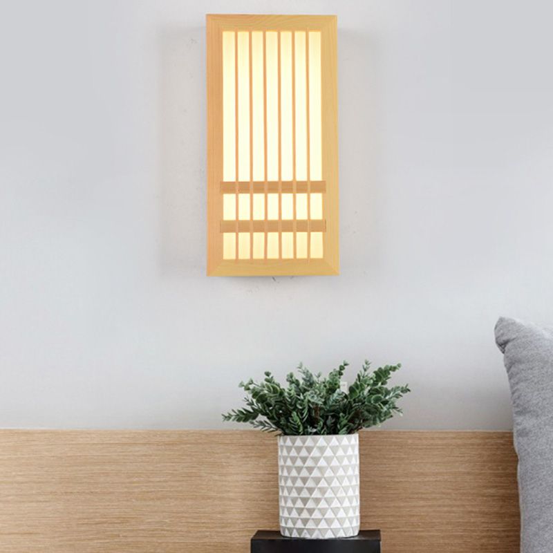 Missie stijl muur gemonteerd licht natuurlijk eiken rechthoekige sconce licht voor woonkamer
