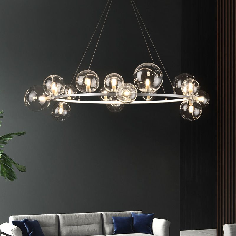 Globe Chandelier Light Fixture Modern Clear Glass Pendant Lighting for Restaurant