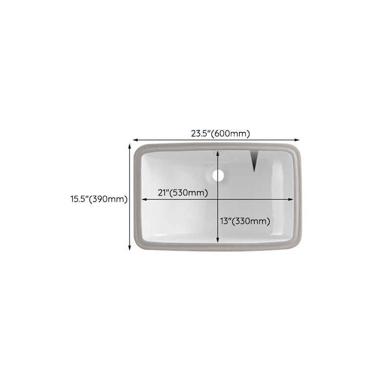 Classic Porcelain Bathroom Sink Trough Bathroom Sink in White