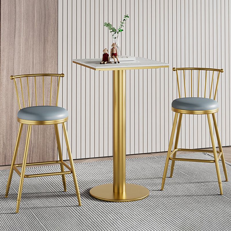 1/2/3/5 Pcs Bar Set with Stone Top Pub Table and Metal Stools for Home