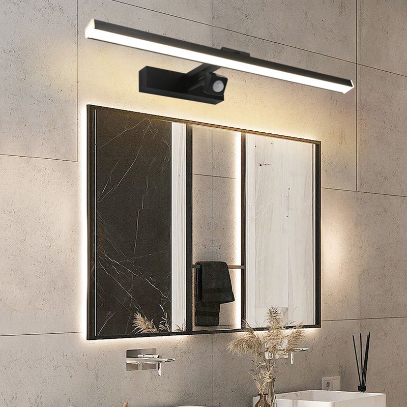 Linear Shape Metal Vanity Light Modern Style 1 Light Vanity Light Fixture in Black