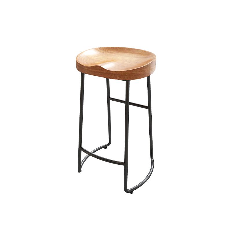 Modern Armless Backless Counter Stool Pine Wood Bar Stool with Pedal for Bar