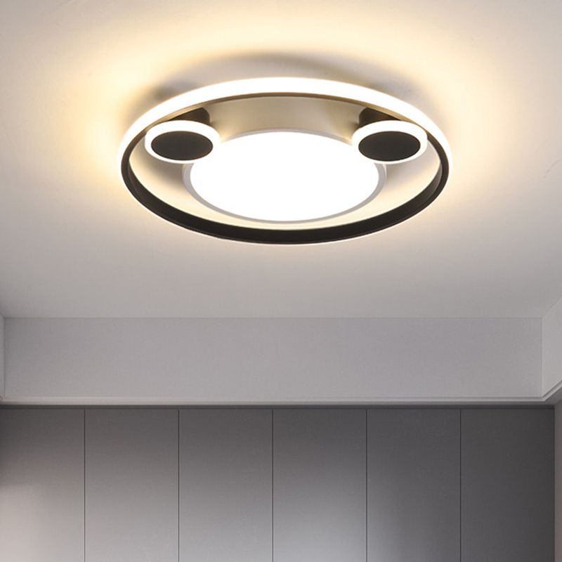 White and Black Circle Ceiling Flush Nordic 16.5"/20.5" W LED Acrylic Flush Mount Lighting in White/Warm Light