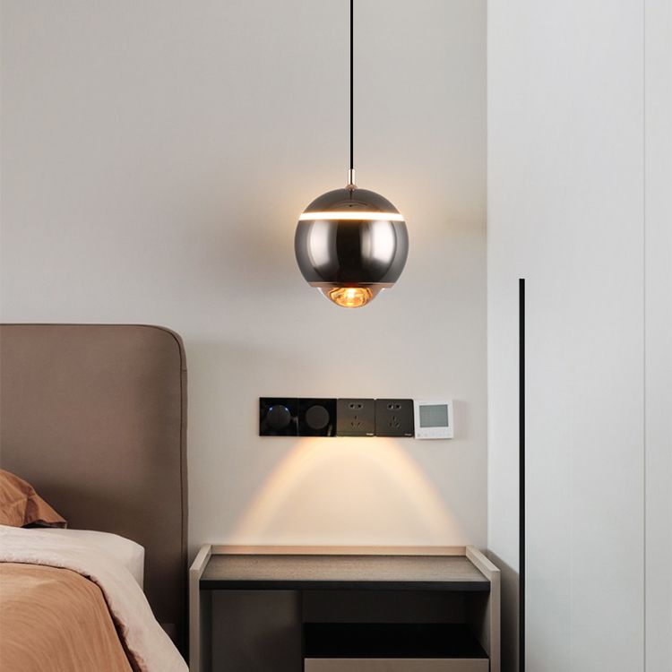 Contemporary Style Spherical Shape Pendant Light Metal 1 Light Hanging Lamp