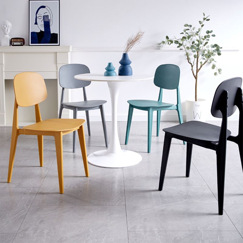 Scandinavian Plastic Armless Dining Chairs Open Back Side Chair (Set of 4)