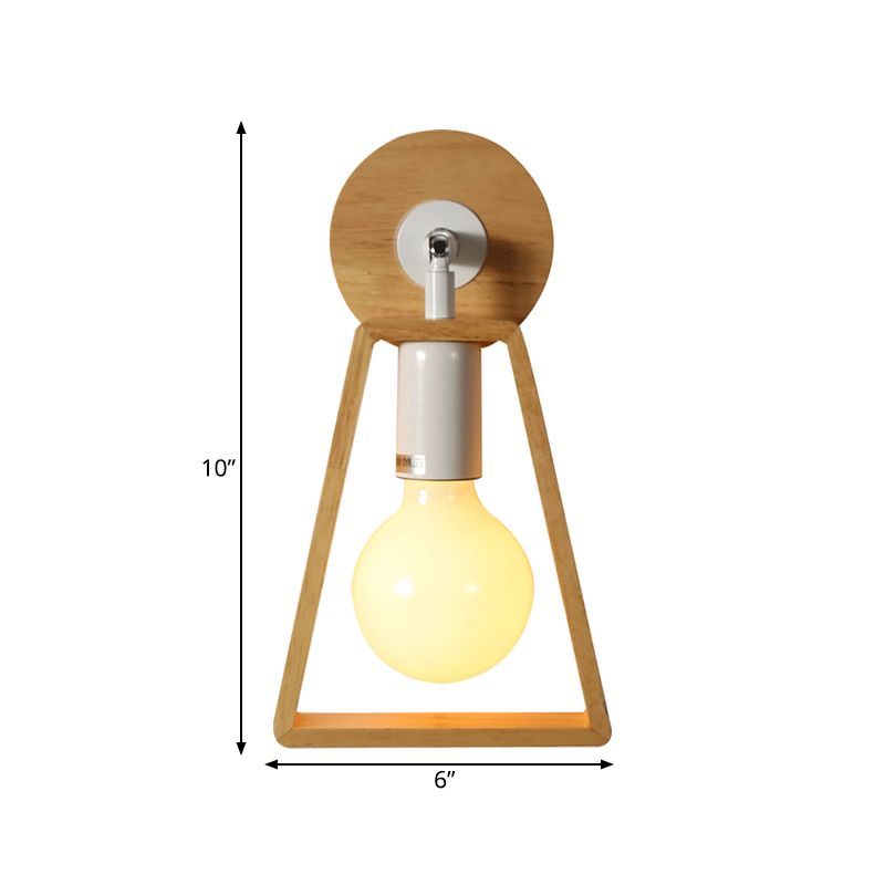 Bulbe exposé lampe murale rotatif en bois simple 1 tête de chevet idées d'icrécations avec cadre trapézoïdal