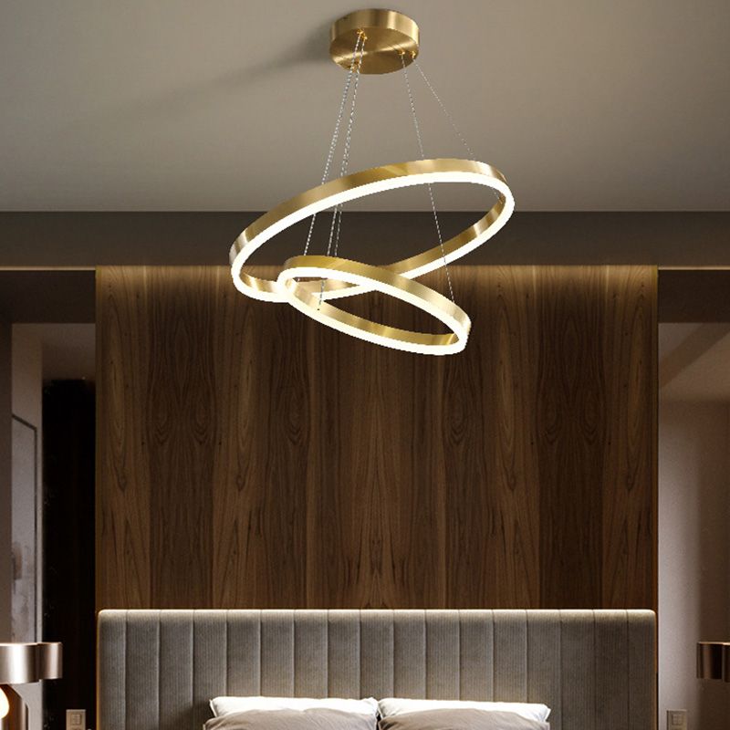 Moderne ring kroonluchter acryl hanger plafondlampen met verstelbaar hangsnoer voor woonkamer