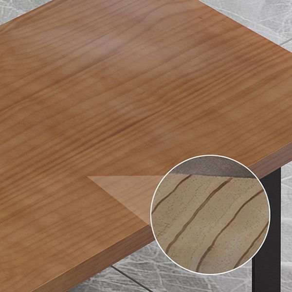 Rectangle Dining Table Simplicity Dinner Room Solid Wood Table with Metallic Base