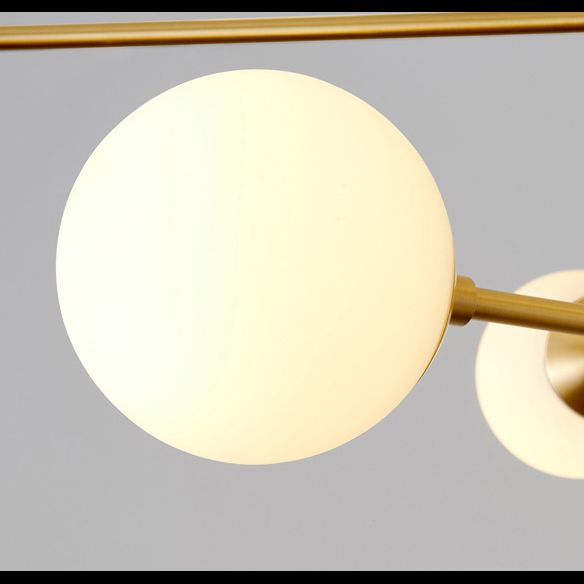 Post-Modern Hanging Chandelier Light Satin Opal Glass Ceiling Chandelier in Gold for Living Room