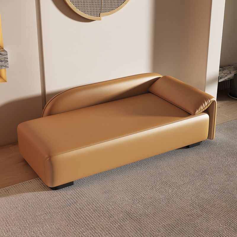 Scandinavian Upholstered Solid Color Genuine Leather One Armed Chaise