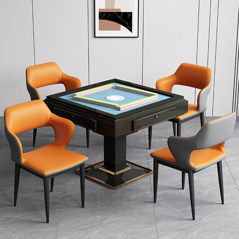 Modern Open Back Side Chair Leather Upholstered Armless Dining Chair with Metal Base