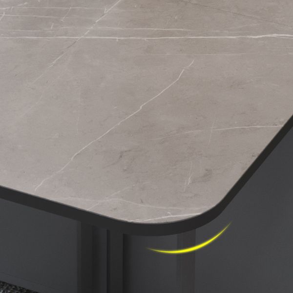 Metal Base Modern Rectangular Table Sintered Stone Top Table with Drop Leaf