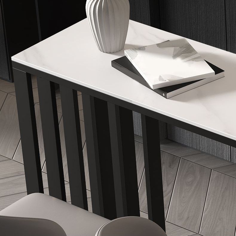 Industrial Style Bar Table Stone Top Bistro Table with Black Base