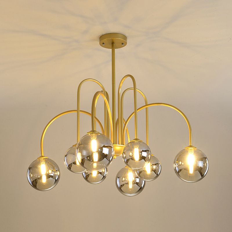 Modern Artistic Globe Hanging Lamp Lacquered Iron Indoor Chandelier with Glass Shade