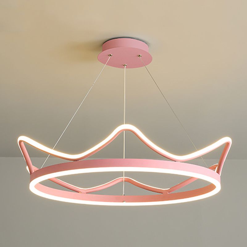 Ultra-modern Crown Pendant Lighting Fixtures Acrylic Hanging Lamp with Hanging Cord for Bedroom