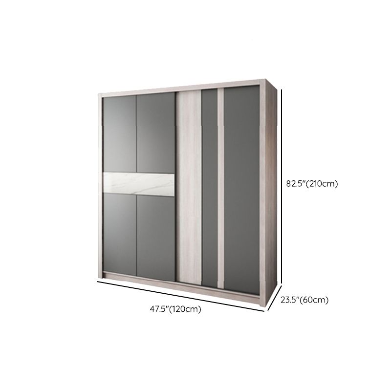 Grey Sliding Wardrobe Cabinet Contemporary Wardrobe Armoire for Bedroom