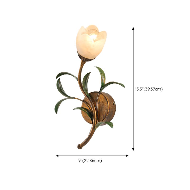 Flower Shape Wall Lamp Modern Wall Mount Lamp with Glass Shade for Bedroom