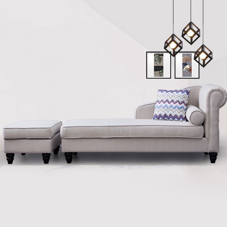 Modern Style Chaise Lounge Couch Solid Color Lounge Chair with Linen