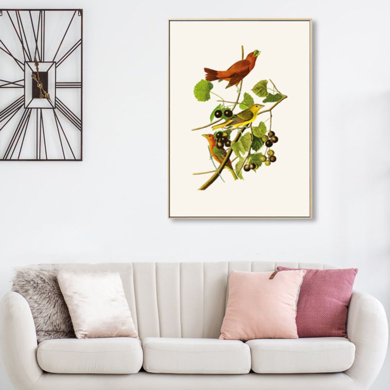 Zachte kleur rustieke canvas kunst schilderij vogel op de takken muur decor voor slaapkamer