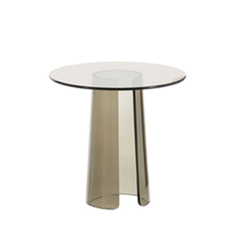 Contemporary Round Side End Table, Clear Pedestal End Table for Living Room