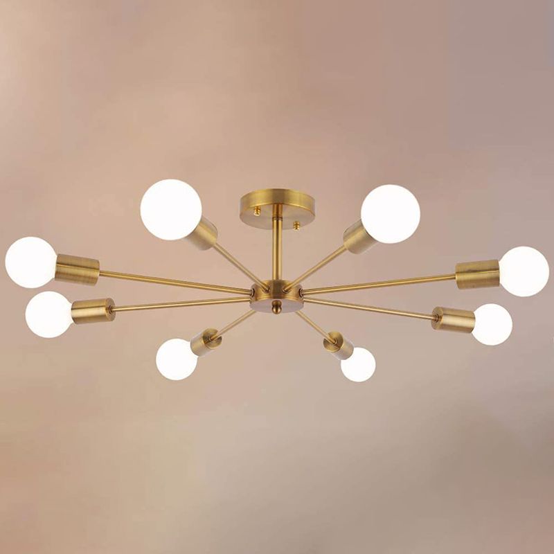 Metal Sputnik Shape Flush Mount Lights Modern Multi Light Flush Mount Light Fixtures