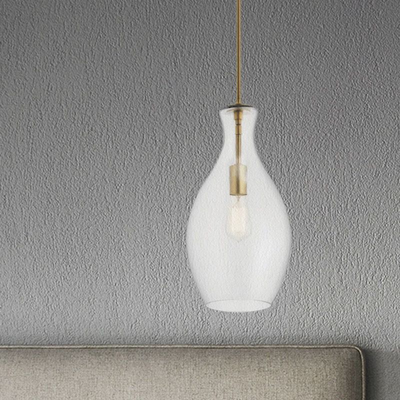 1 Éclairage pendentif de cuisine de l'ampoule Simple Gold Plafond Plax Aménagement avec une teinte en verre transparent en urne