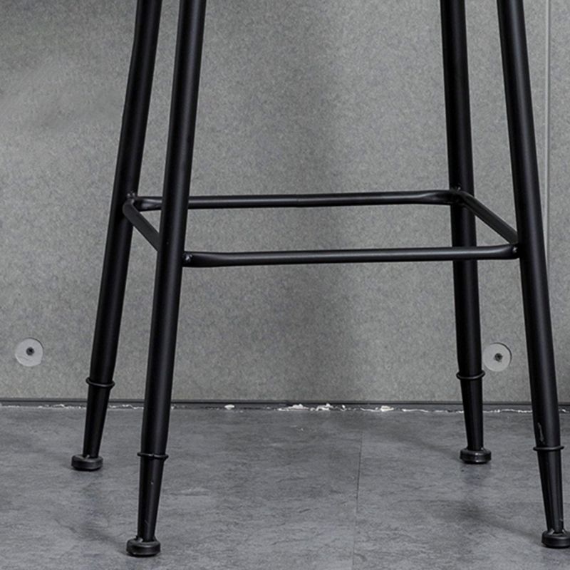 Industrial Style Ironwork Barstool Solid Wood Seat Bar High Chair with Backrest